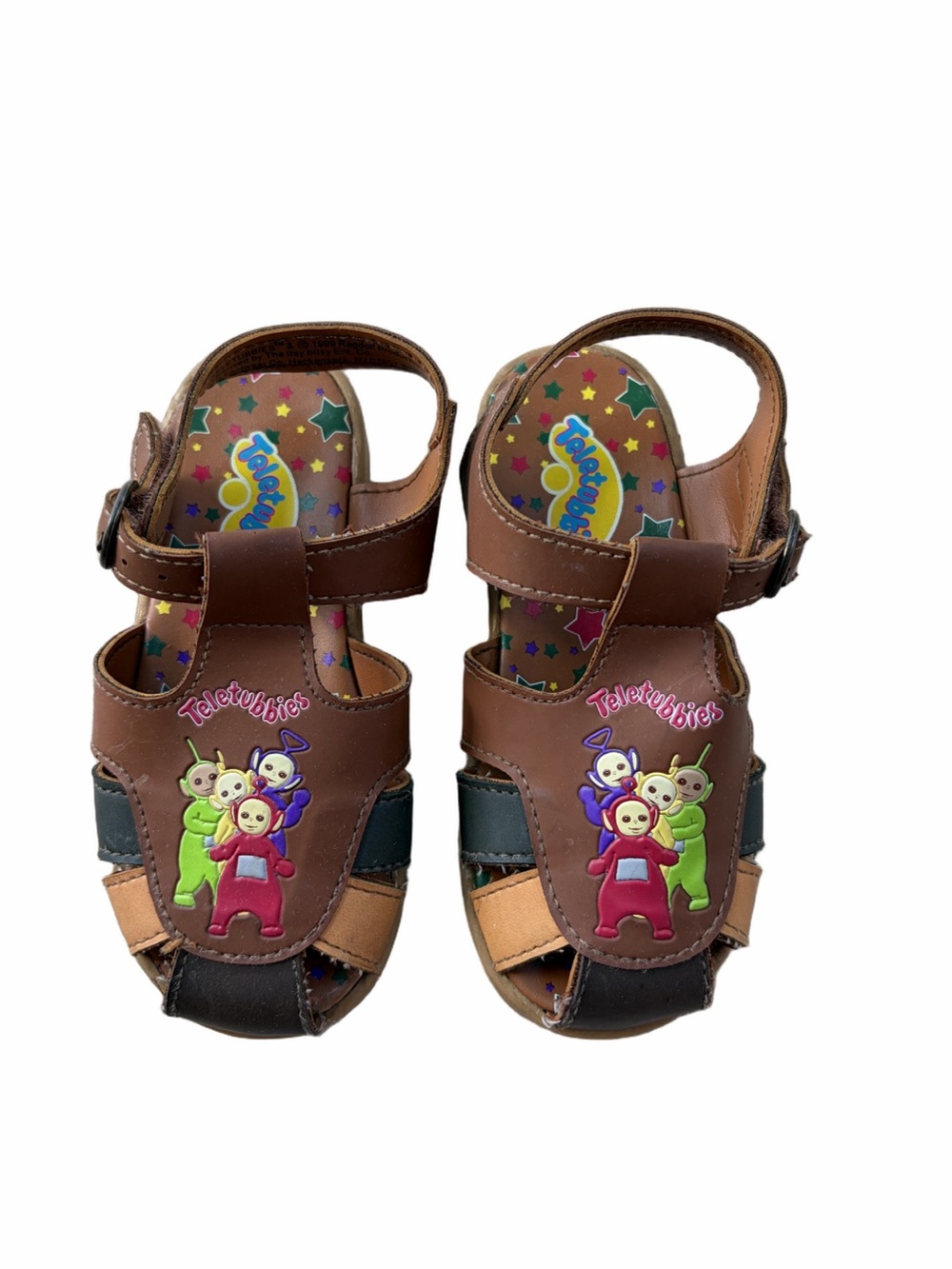 Vintage Y2K 90s Teletubbies Toddler Size 9 Brown Character Sandals 1999